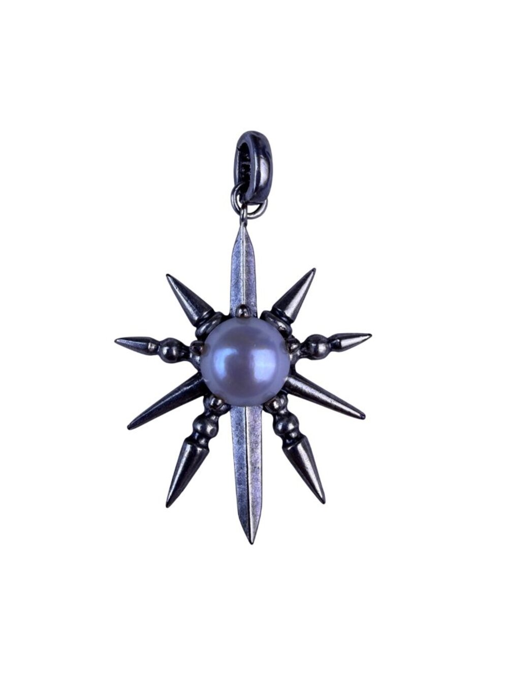 Kendra Scott Womens Silver Tone Pearl Sunburst Pendant Genuine Smooth Enhancer
